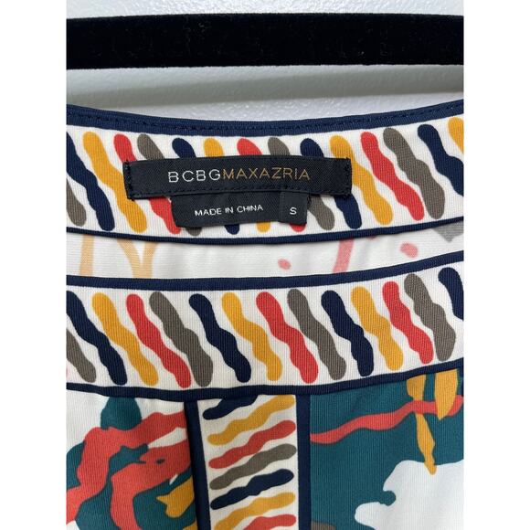 BCBGMaxAzria Paint Splatter Mini Shift Dress Sleeveless Square Neck Multicolor S - Picture 3 of 8